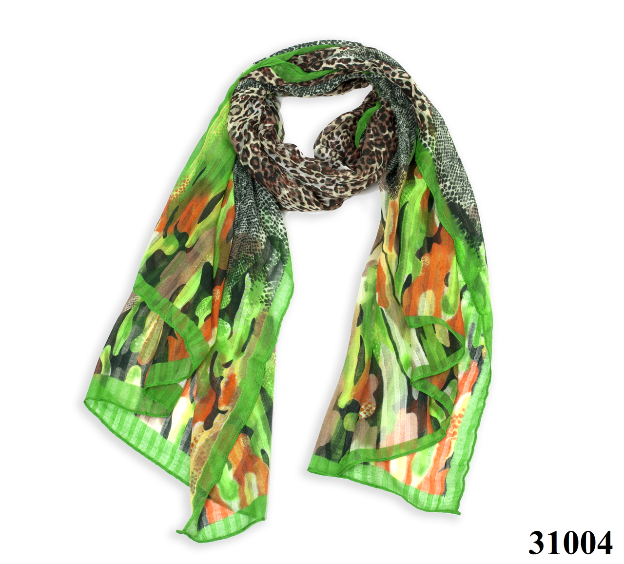 Леопардовий зелений шарф