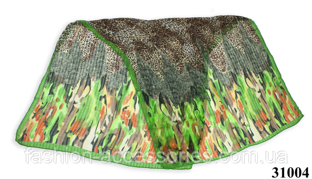 Красивий жіночий леопардовий зелений шарф на плечі Леопардовий зелений шарф 2