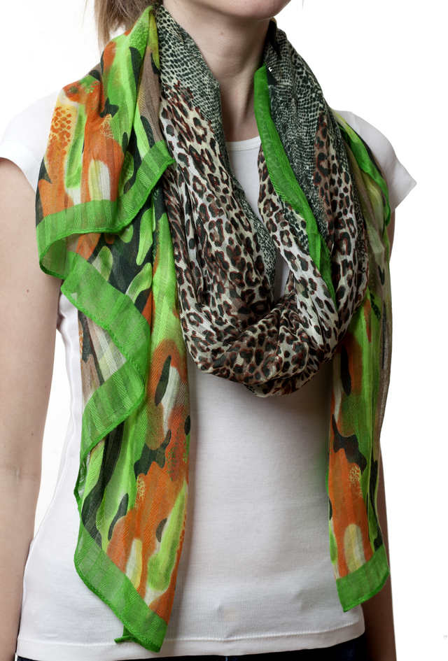 Модний жіночий леопардовий зелений шарф новинка Леопардовий зелений шарф 3