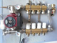 Колекторний вузол на 4 виходи ( гребінці) для системи радіаторного водяного опалення (block) "Kg"
