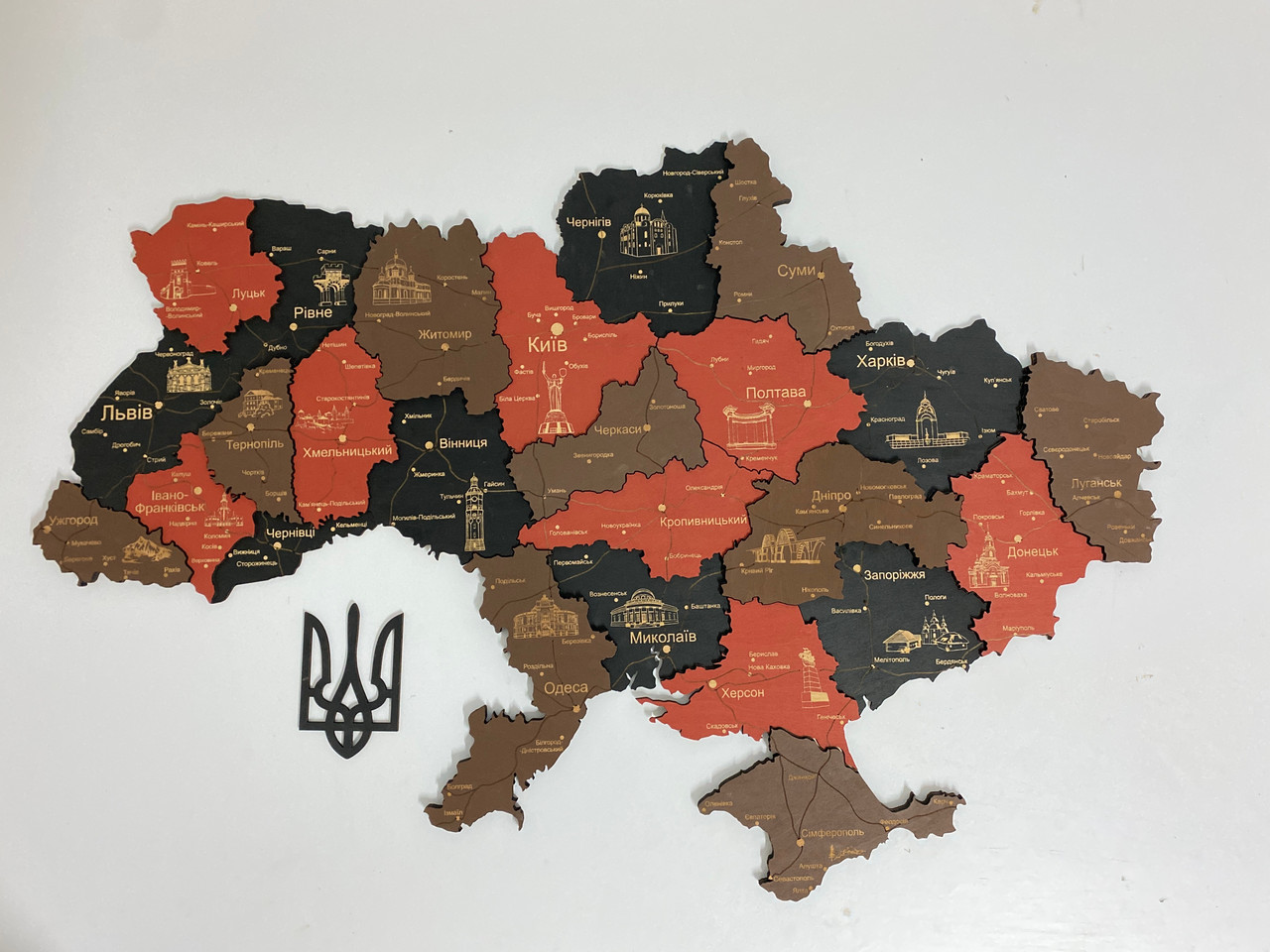 Деревянная Многослойная карта Украины "Полярна ніч" Travel, 70×47 см "Kg" - фото 1 - id-p1897899041