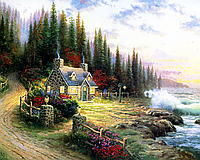 Набор алмазной вышивки Дом мечты Счастье у моря. Художник Thomas Kinkade 50х40 см