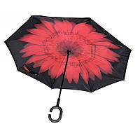 Зонт Lesko Up-Brella Цветок Красный ветрозащитный обратное сложение умный зонт антизонт зонт-наоборот "Kg"