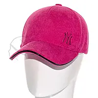 Бейсболка молодежная брендовая демисезонная с регулятором кепка из вельветовой ткани New York BVH22504 Розовый