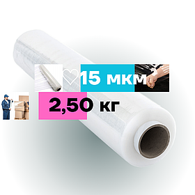 ПАКУВАЛЬНА СТРЕТЧ-ПЛІВКА EFEKT PLUS (ПРОЗОРА ПЕРВИННА РУЧНА) 15 МКМ, 500 ММ, 2,5 КГ, 375 М