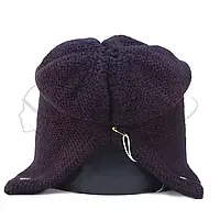 Молодежная шапка двойная шерстяная с разрезом сзади Lirus Матильда Фиолетовый