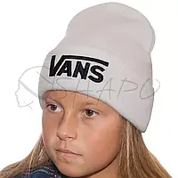 Дитяча подвійна шапка лопота біні з брендовою вишивкою на манжеті Sofi LD20037 Білий