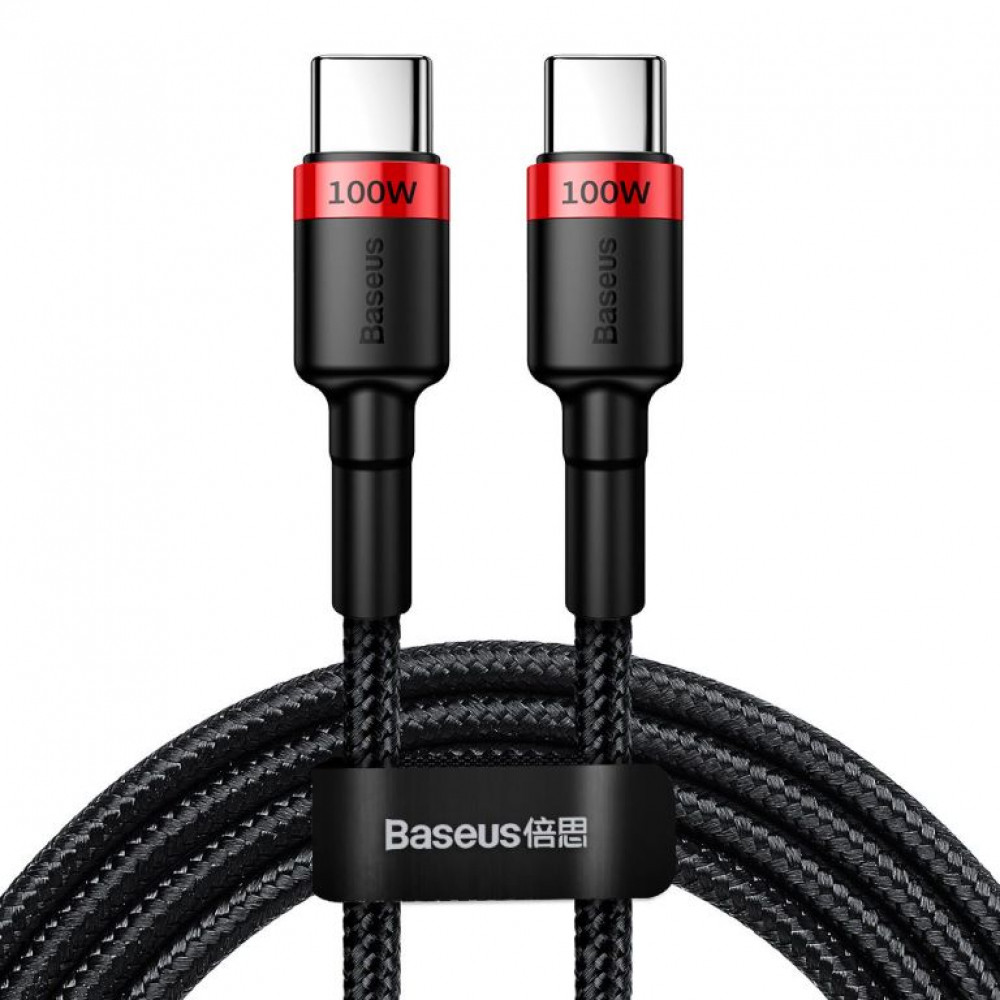 Кабель Baseus Cafule Flash USB-C to Type-c 100W Red Black CATKLF-AL91, фото 1