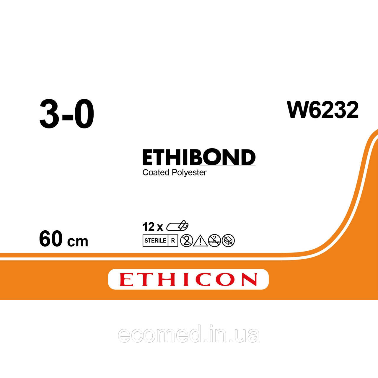 Етібонд (Ethibond) 3-0 13 відрізків по 60 см, без голки, 1шт., фото 1