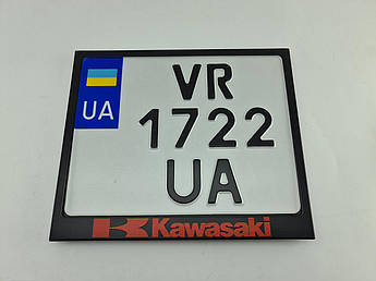 Рамка для мотономера Kawasaki black red метал