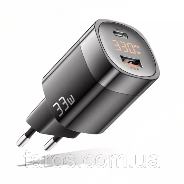 Essager PD Fast Charger 33W GaN III  USB A Type-C JT-P18 (чорний корпус)