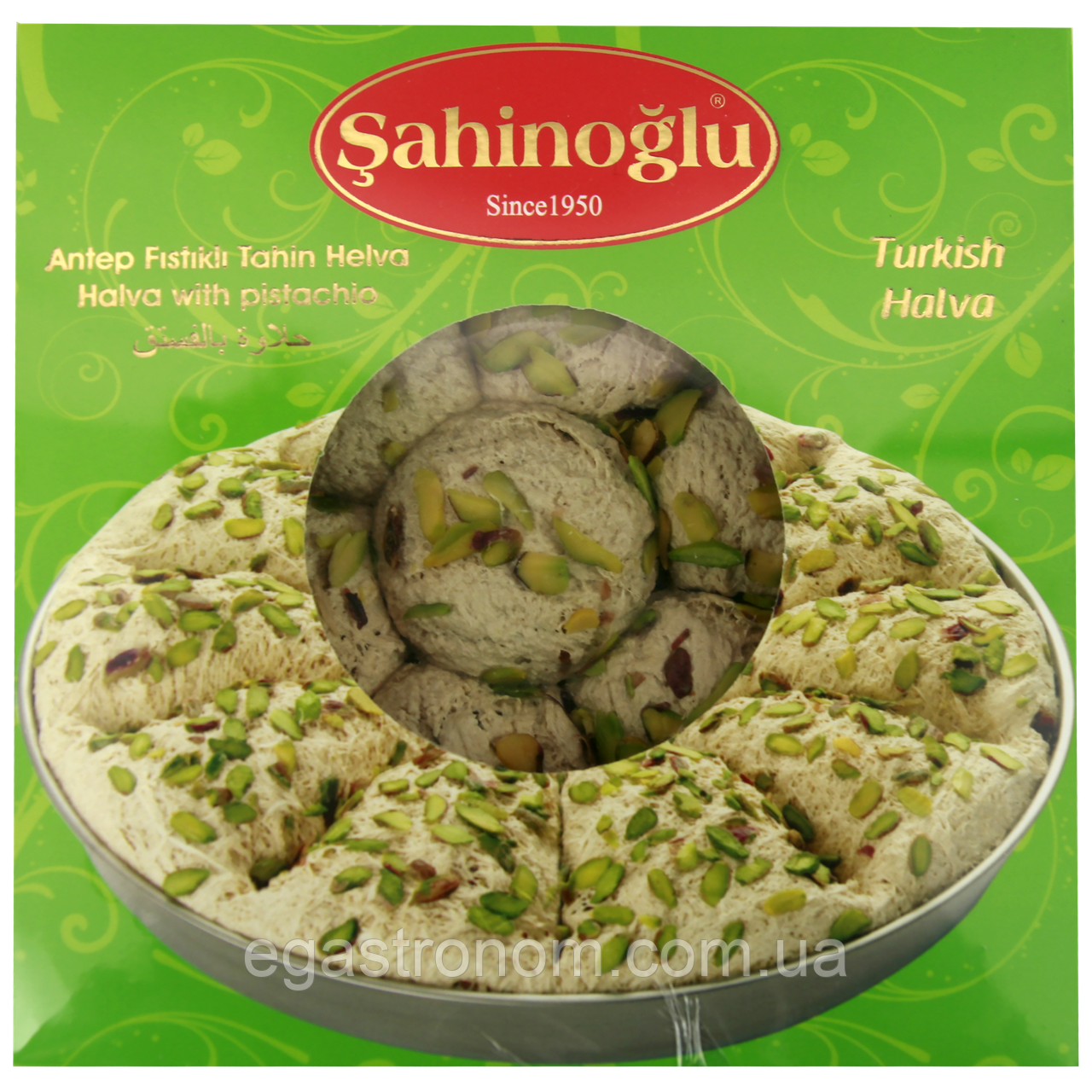 Пішманіє (халва) тахінна з фісташками Сахіноглу Sahinoglu 350g 12шт/ящ (Код: 00-00014220)