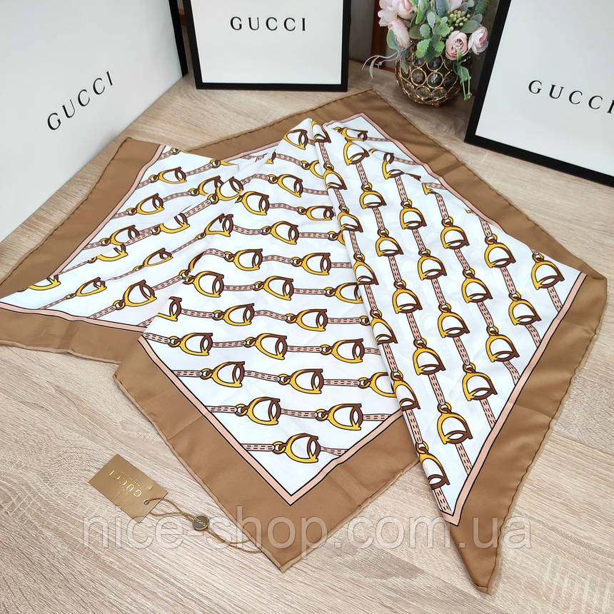 Хустка Gucci шовкова з ручною підшивкою, фото 1