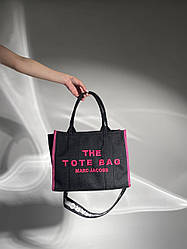 Жіноча сумка Марк Джейкобс чорна Marc Jacobs The Large Tote Bag Black/Pink