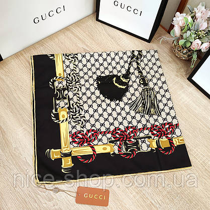 Хустка Gucci шовкова з ручною підшивкою, фото 3