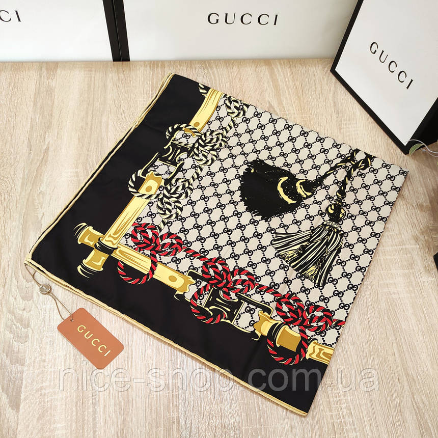 Хустка Gucci шовкова з ручною підшивкою, фото 1