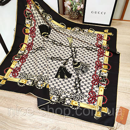 Хустка Gucci шовкова з ручною підшивкою, фото 4