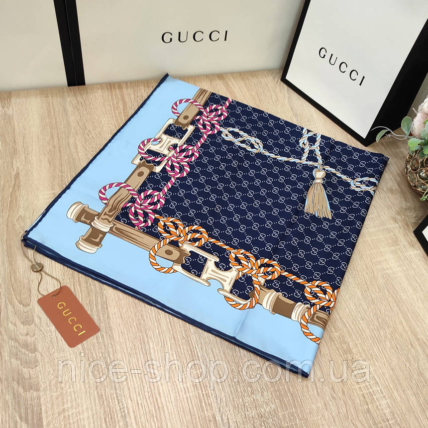 Хустка Gucci шовкова з ручною підшивкою, фото 1