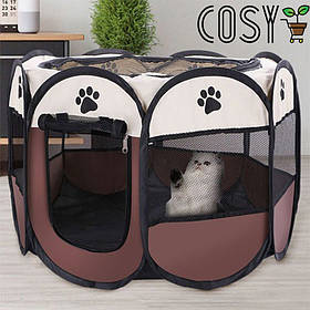 Манеж Для Собак і Кішок Переносний 73 см Збірний Вол'єр Для кошенят і цуценят Водонепроникний Коричневий