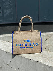 Жіноча сумка Марк Джейкобс бежева Marc Jacobs The Large Tote Bag Beige/Blue