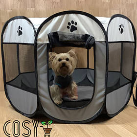 Великий Манеж Для Собак і Кішок Переносний 114 см Збірний Вол'єр Для кошенят і цуценят Водонепроникний Сірий