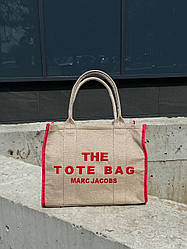 Жіноча сумка Марк Джейкобс бежева Marc Jacobs The Large Tote Bag Beige/Pink