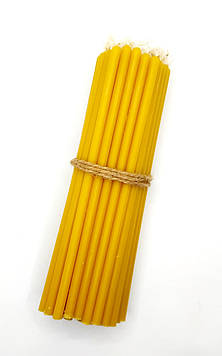 20 шт Жовта воскова свічка висота 14 см. Код/Артикул