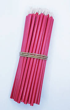 16 шт Рожева воскова свічка 14 см. Код/Артикул