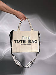 Жіноча сумка Марк Джейкобс бежева Marc Jacobs Medium Tote Bag Cream/Black