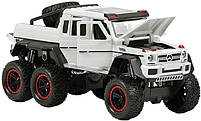 Машинка металева дитяча Mercedes-Benz G63 AMG 6x6, позашляховик, білий, Автоексперт, 1:24, світло, інерція, відкриваються двері,, фото 3