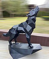 Ландшафтная скульптура "Волк" нержавеющей стали, полигональная форма