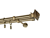 Карниз MStyle для штор металлический двухрядный труба гладкая 19/19 мм Антик Борджеза 300 см