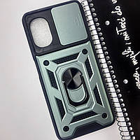 Чохол для Xiaomi Poco M5 протиударний зі шторкою і кільцем чохол на телефон сяомі поко м5 зелений