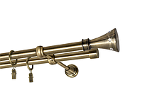 Карниз MStyle для штор металлический двухрядный труба гладкая 19/19 мм Антик Картер 240 см