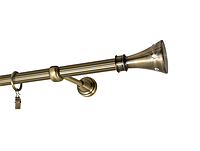 Карниз MStyle для штор металлический однорядный труба рифленая 19 мм Антик Картер 240 см