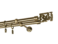 Карниз MStyle для штор металлический двухрядный труба гладкая 19/19 мм Антик Делия 240 см
