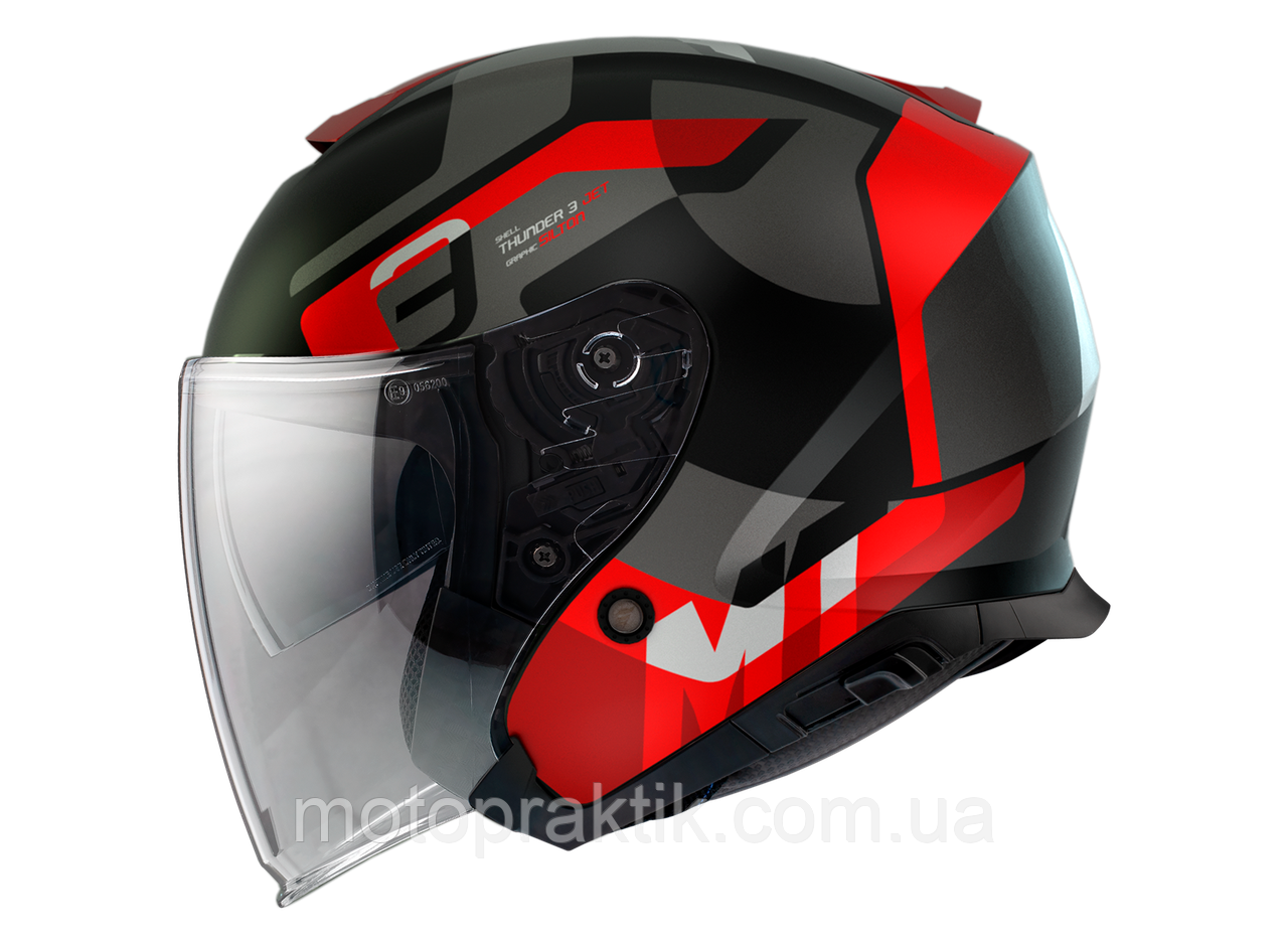 MT Thunder 3 Jet SV SiltonB5 Matt Red, XS Мотошолом лицевик з окулярами