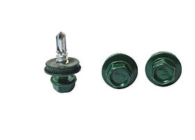 Саморіз покр. з шайбою EPDM для металу RAL 4,8х19(6005) (500шт)