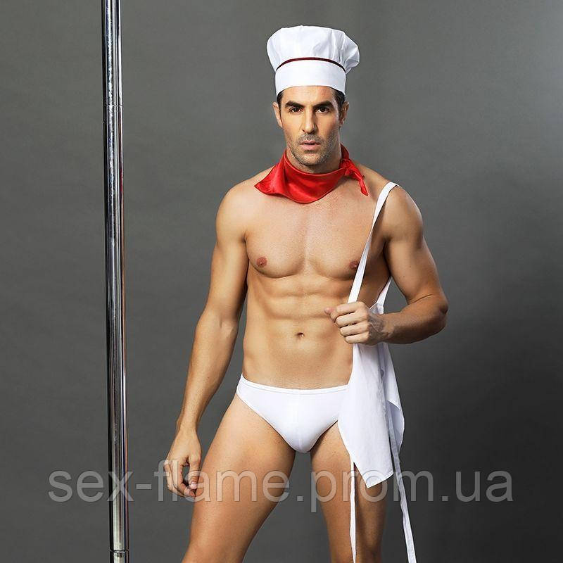Чоловічий еротичний костюм кухаря "Вмілий Джек" S/M: сліпи, фартух, хустка та ковпак