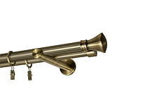 Карниз MStyle для штор металлический двухрядный Антик Люксор труба рифленая 19/19 мм кронштейн цылиндр 400 см