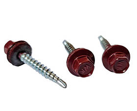 Саморіз покр. з шайбою EPDM для деревини RAL 4,8х35(3005) (250шт)