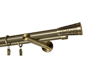 Карниз MStyle для штор металлический двухрядный Антик Севилия труба рифленая 19/19 мм кронштейн цылиндр 240 см