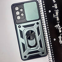 Чохол для Samsung Galaxy A32 4G протиударний зі шторкою і кільцем чохол на телефон самсунг А32 зелений