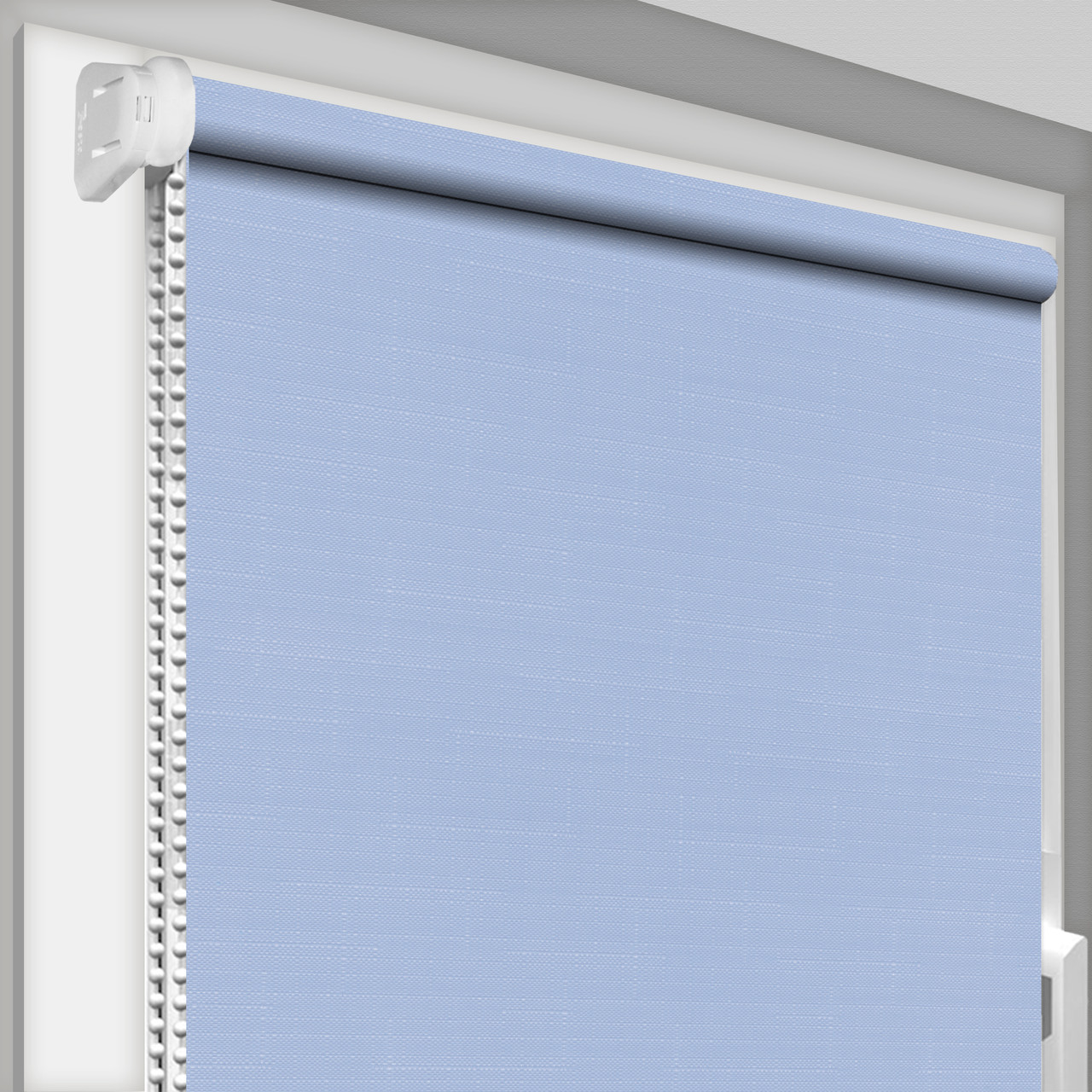 Рулонна штора відкритого типу DecoSharm Льон 2074 Блакитний Найкраща якість, фото 1