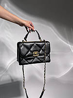 Женская сумка клатч Chanel Classic Black/Gold (черная) KIS04027 стильная сумочка на декоративной цепочке cross