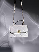 Женская сумка клатч Chanel Classic White/Gold (белая) KIS04045 стильная сумочка на декоративной цепочке cross