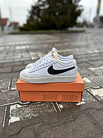 Женские кроссовки Nike Blazer 77 Low Vintage White (белые с черным) низкие спортивные модные кеды art0331