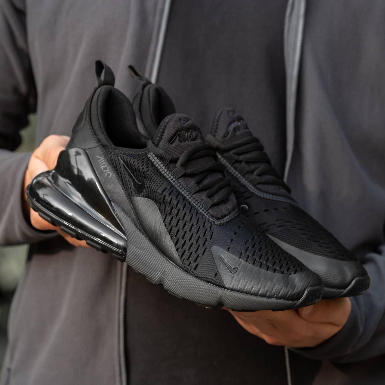 Чоловічі кросівки Nike Air Max 270 Black/White (чорні з білим) легкі зручні спортивні кроси сітка І1339 top