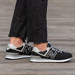 Жіночі кросівки New Balance 574 Classic Black/White (чорно-білі) осінньо-весняні повсякденні кроси І1401 vkross