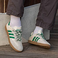 Женские кроссовки Adidas Samba x Wales Bonner (белые с зеленым) спортивные комфортные легкие кроссы И1377 top